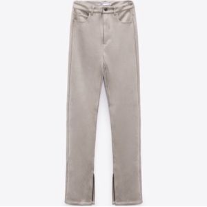 Zara Faux Suede Slit Flare Pants Size 4 sand High Waisted